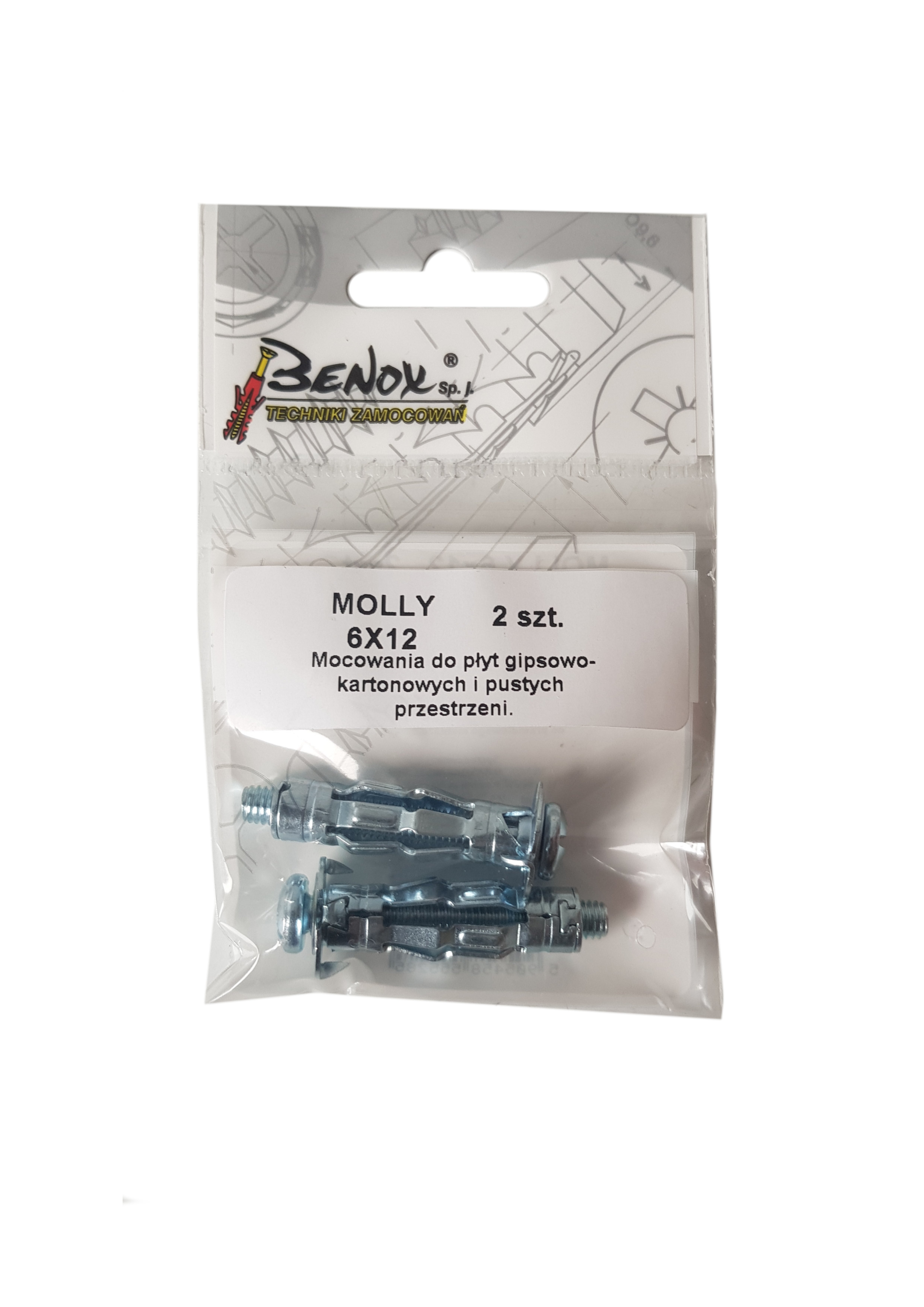 Kołek typu Molly do pustych przestrzeni 12x37 mm (2 szt.) 1