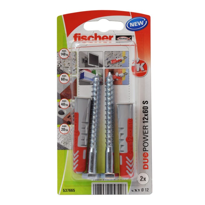 Kołek uniwersalny Duopower 12x60 mm z wkrętem 8.0x80 mm