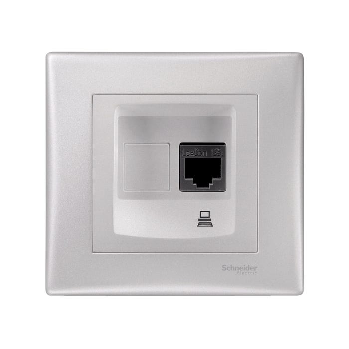 Schneider Sedna aluminium gniazdo komputerowe RJ45 kat 5e z ramką