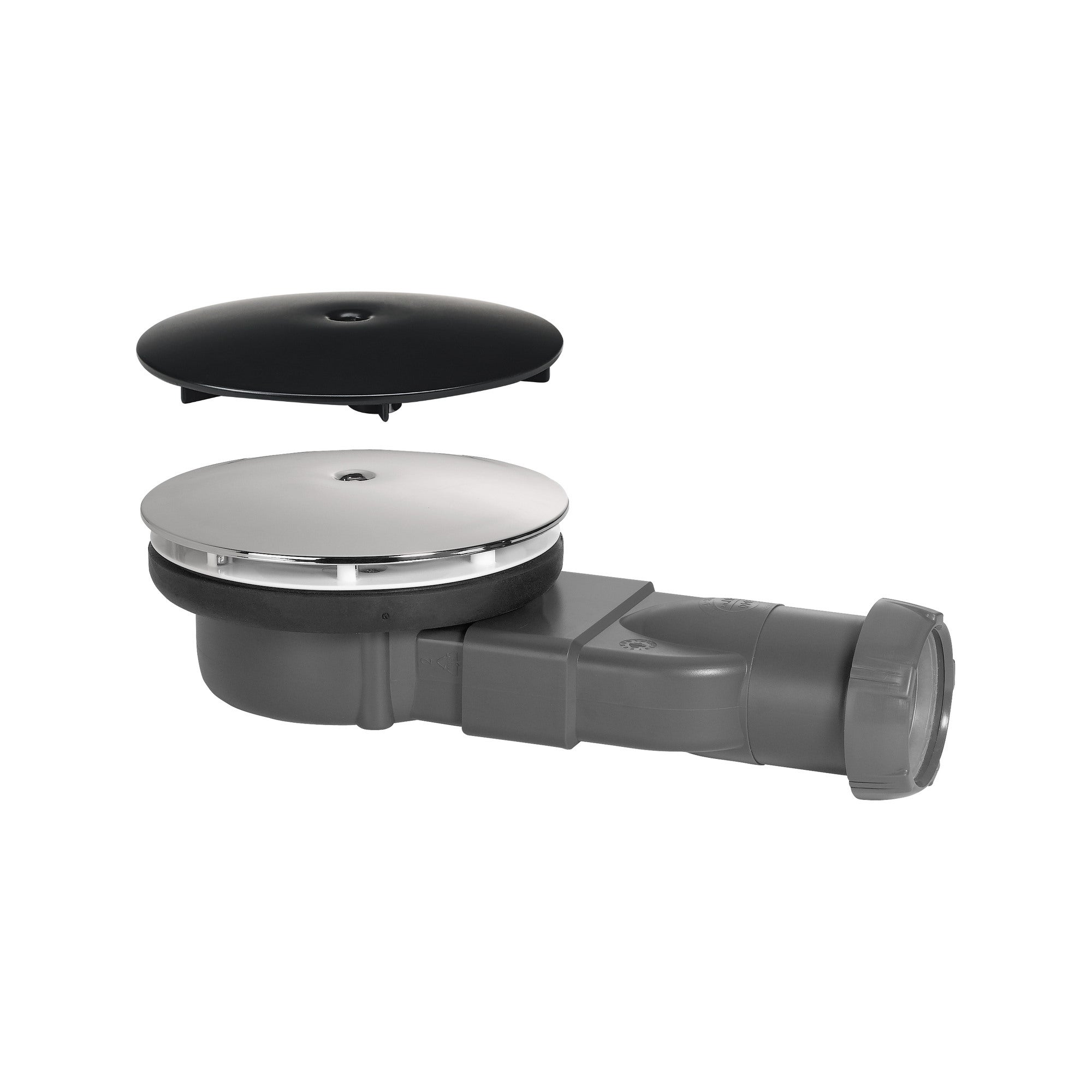 Odpływ brodzikowy Slim fi 90 mm, z dwoma grzybkami chrom i czarnym 1