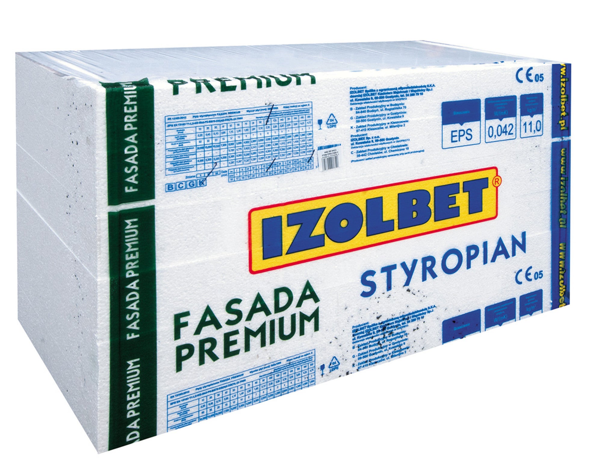Styropian Izolbet Fasada Premium 10 cm EPS 0,042 W/(mK) 3 m2 1