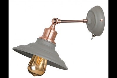 Oprawa ścienna LORET+ z włącznikiem 1x E27, szary, średnica 20,6cm, materiał metal