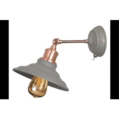 Oprawa ścienna LORET+ z włącznikiem 1x E27, szary, średnica 20,6cm, materiał metal