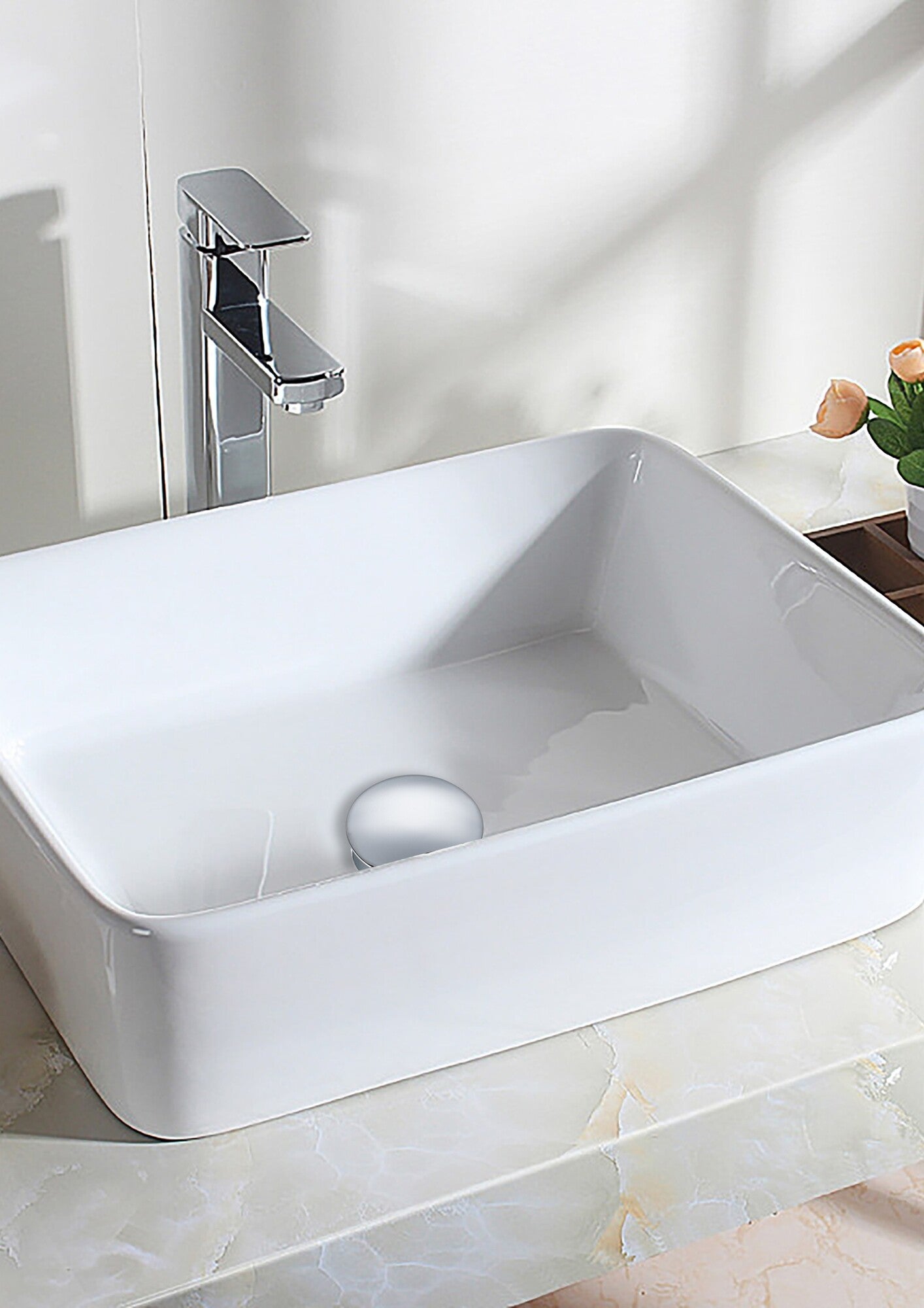 Korek umywalkowy mosiężny klik-klak, chrom 2