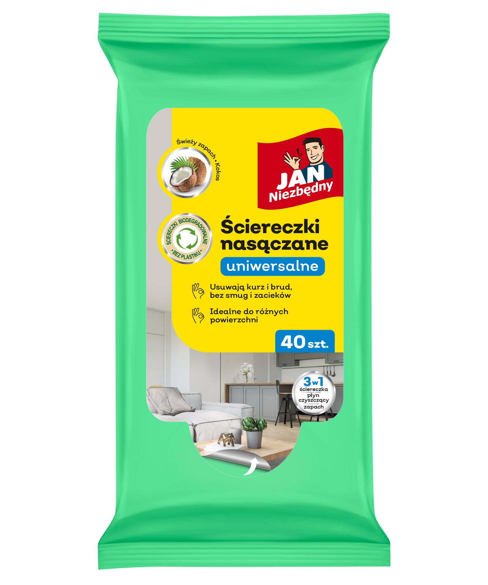 Ściereczki nasączane Jan Niezbędny uniwersalne 40 sztuk