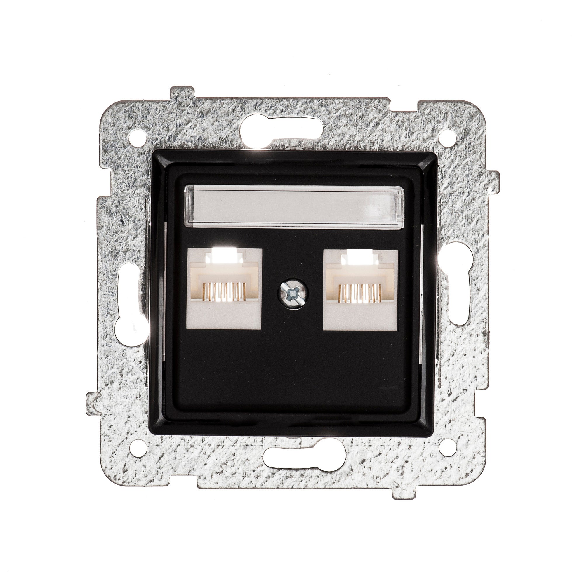 Polmark Rosa czarny mat gniazdo komputerowe 2xRJ45 kat 6