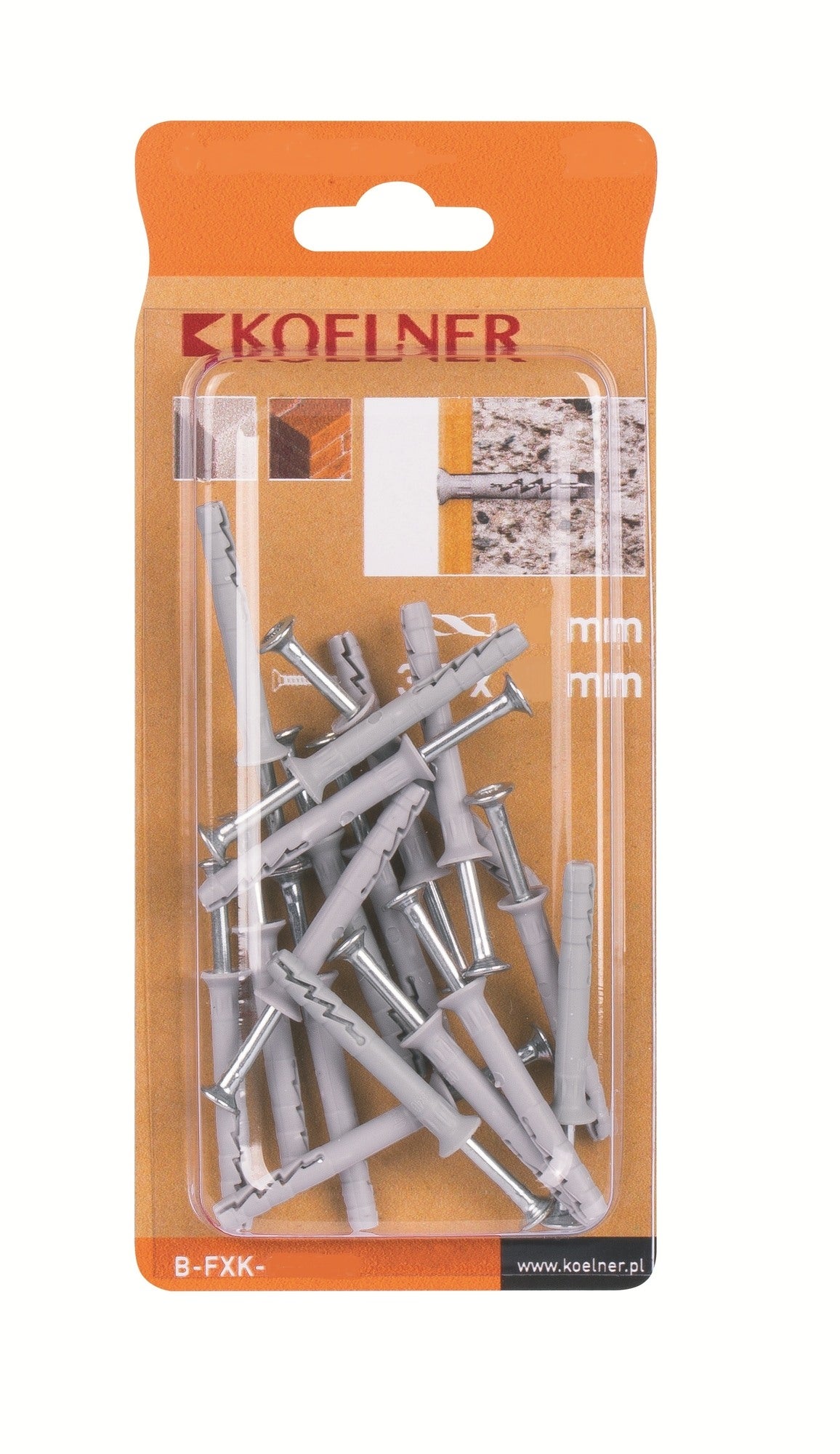 Kołek szybki montaż 5x30mm z lejkiem 22 szt.