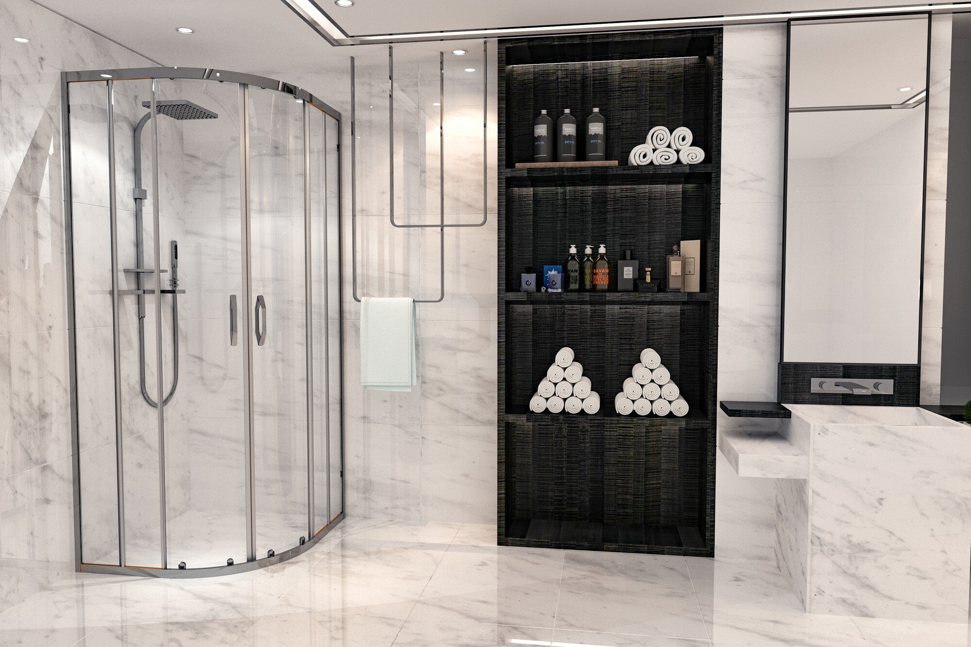 Kabina prysznicowa Durasan Flexi półokrągła zakres regulacji 80-100cm 1