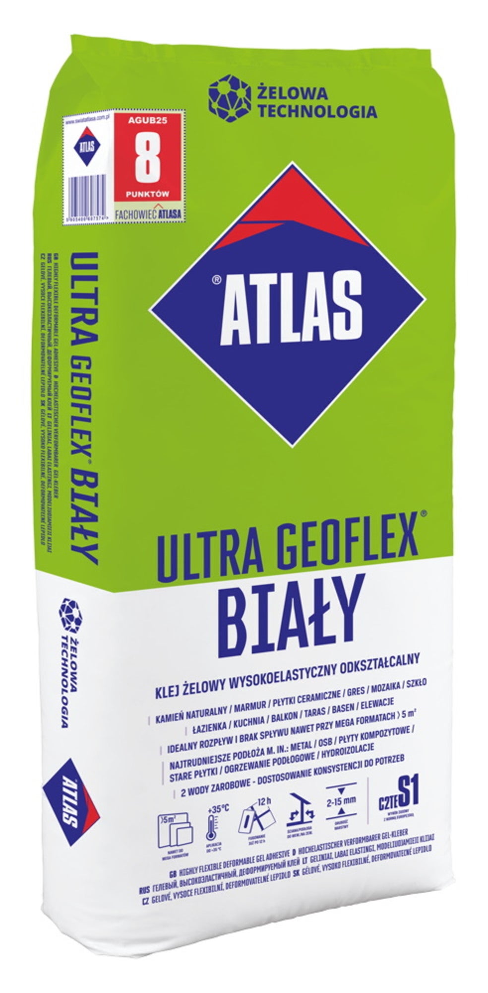 Klej Atlas Ultra Geoflex biały 22,5 kg 1