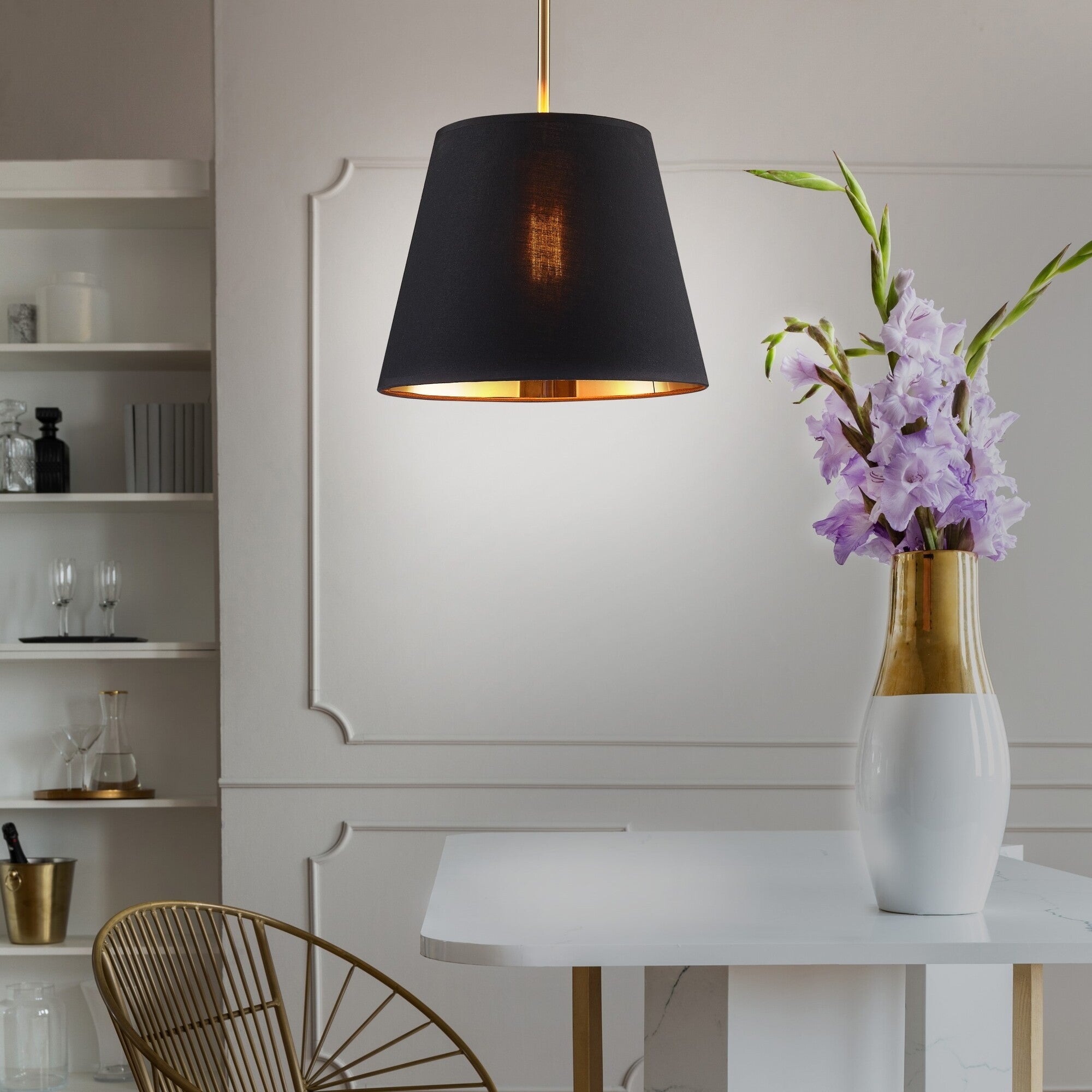 Lampa wisząca Elena 1xE27 czarna/złota 2