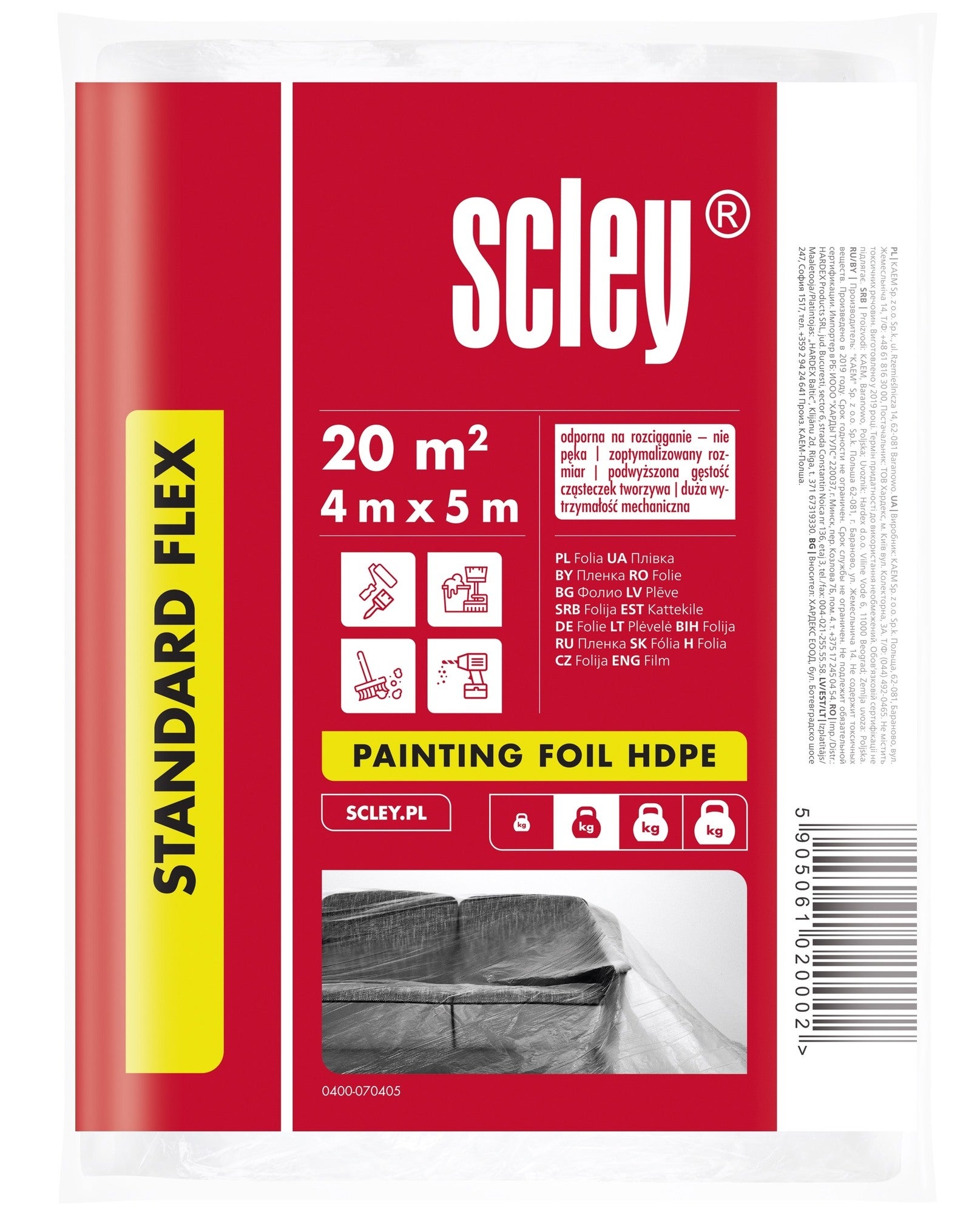 Folia malarska standard flex 4x5m gr. 0,007mm 0