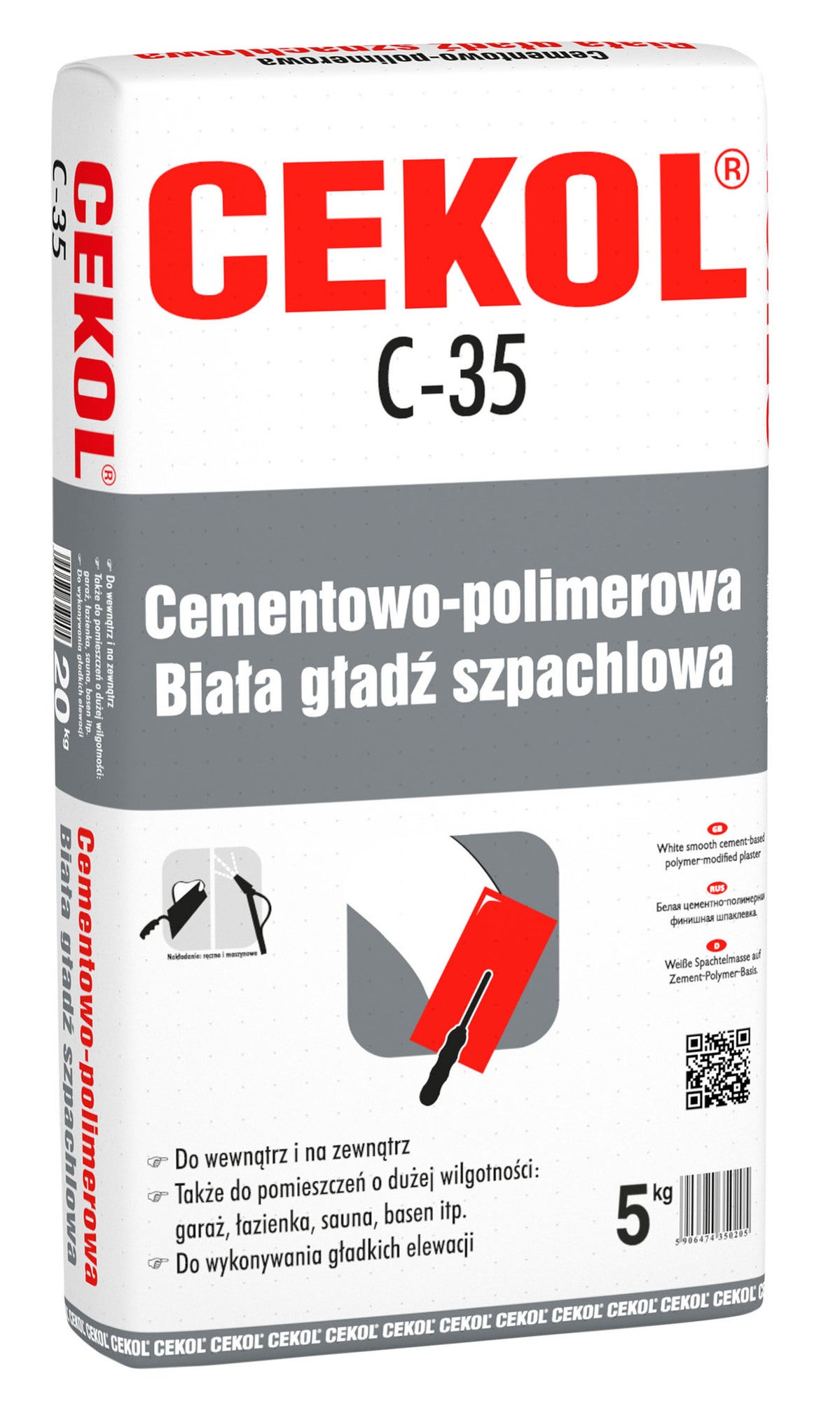 Gładż cementowo-polimerowa Cekol C-35 5 kg, biała