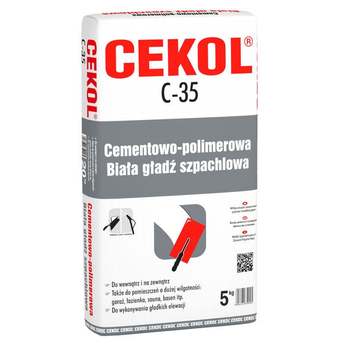 Gładż cementowo-polimerowa Cekol C-35 5 kg, biała