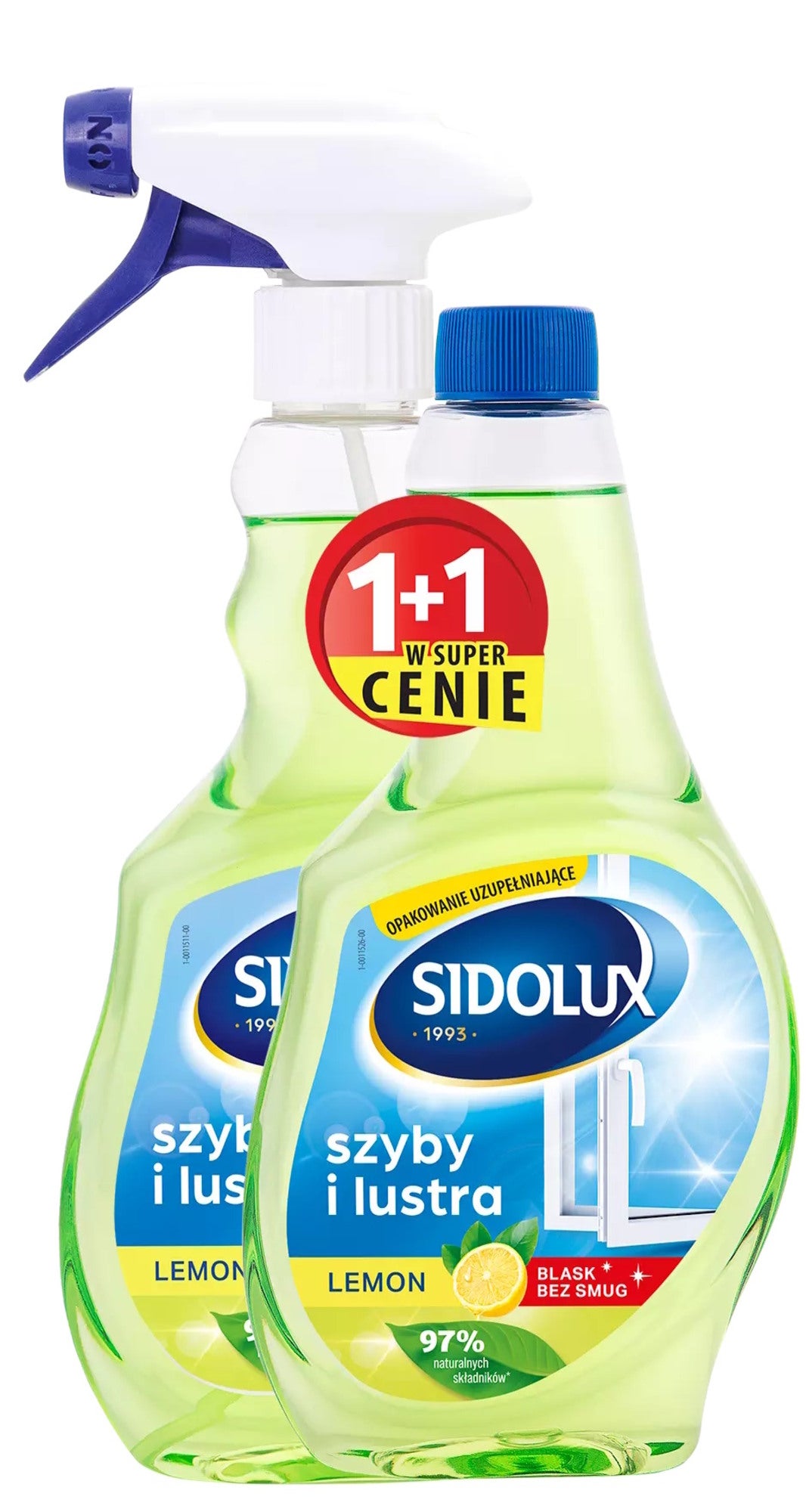Sidolux płyn do szyb crystal cytrynowy 500ml+500ml