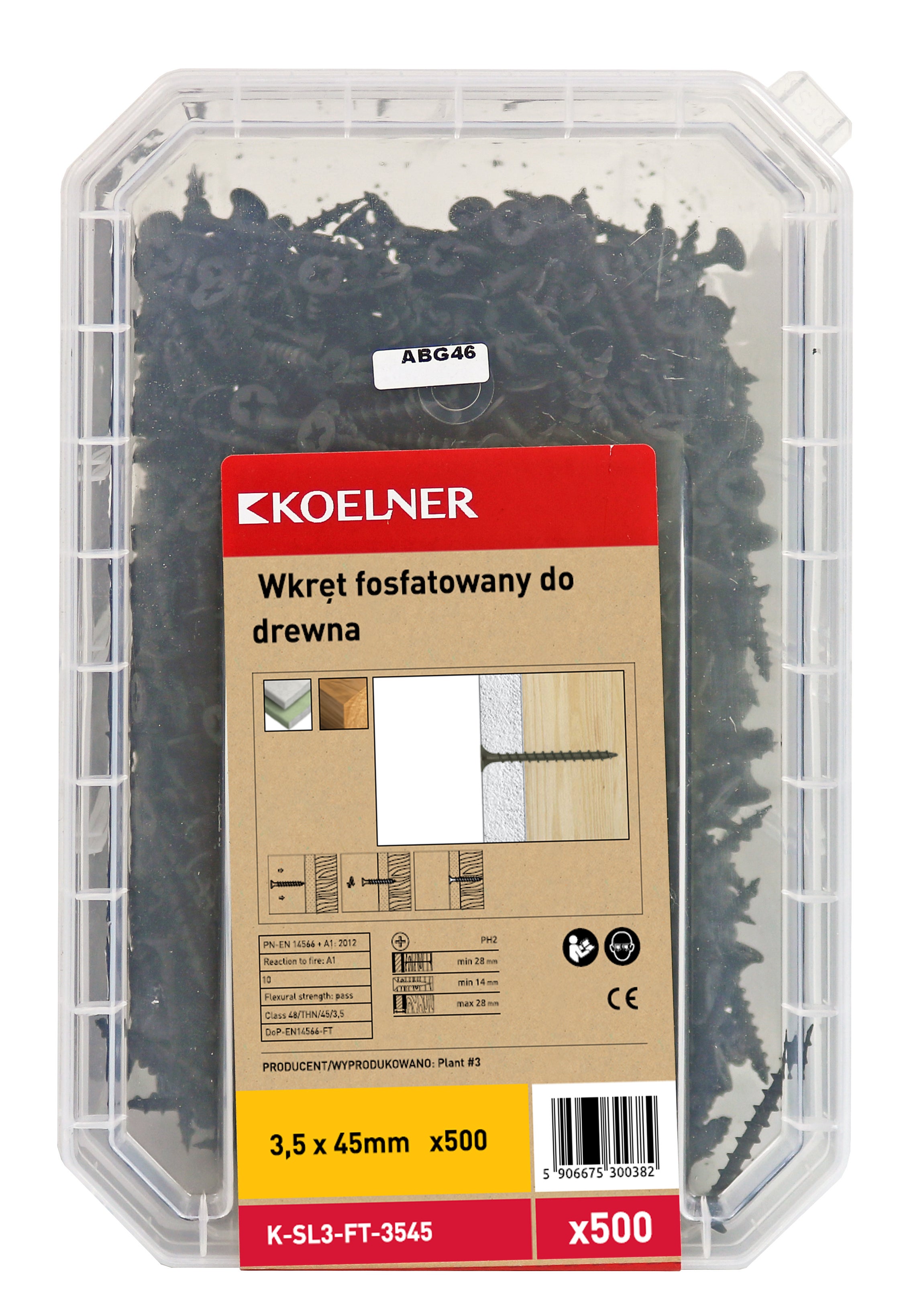 Wkręt fosfatowany do drewna 3.5x45 mm (500 szt.) 3