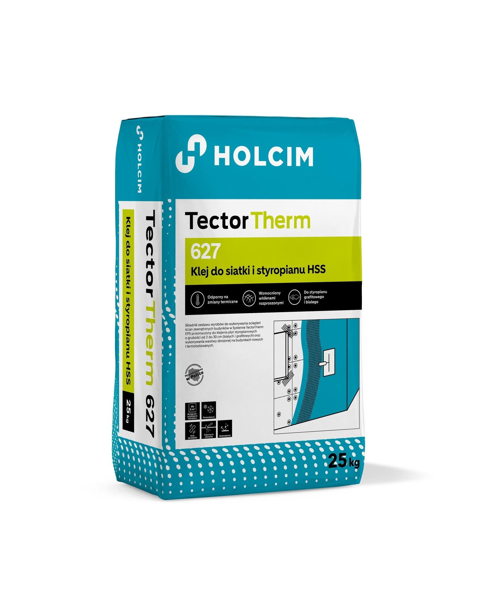 Zaprawa klejąca do styropianu i siatki 627 TectorTherm 25 kg