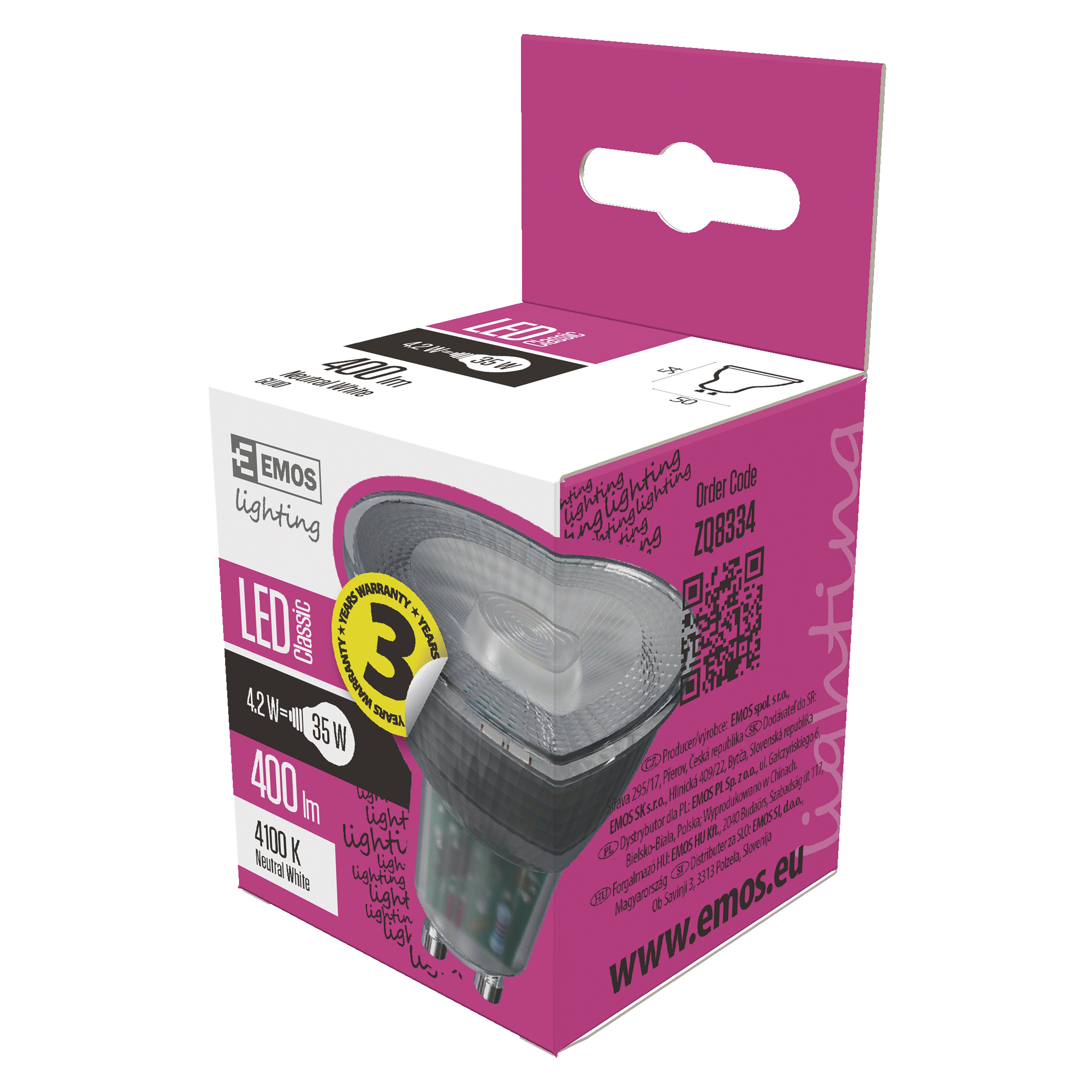 Żarówka LED GU10 4,2W 333lm 4000Kszklana 4