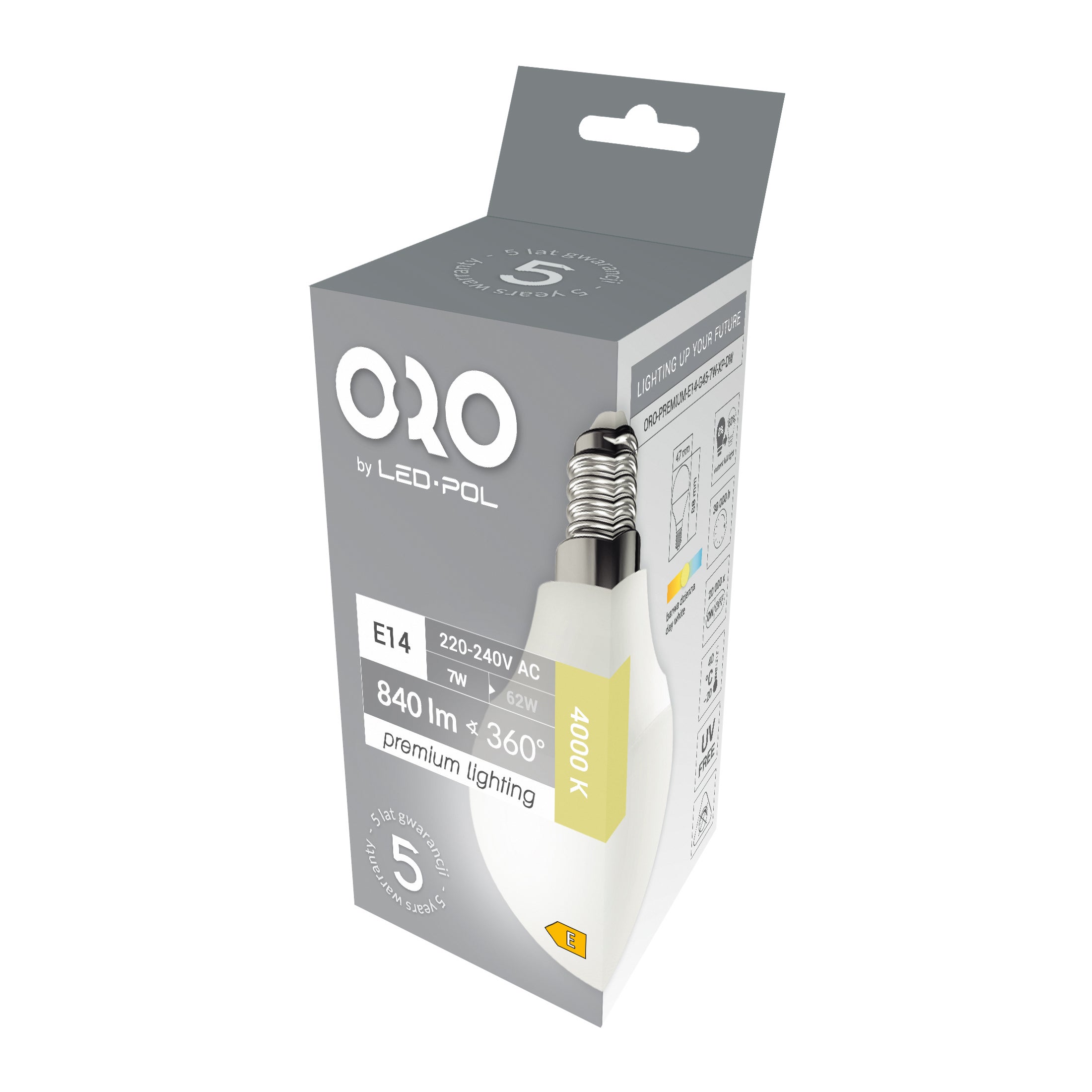 Żarówka LED E14 kulka 7W 840lm 4000K 3