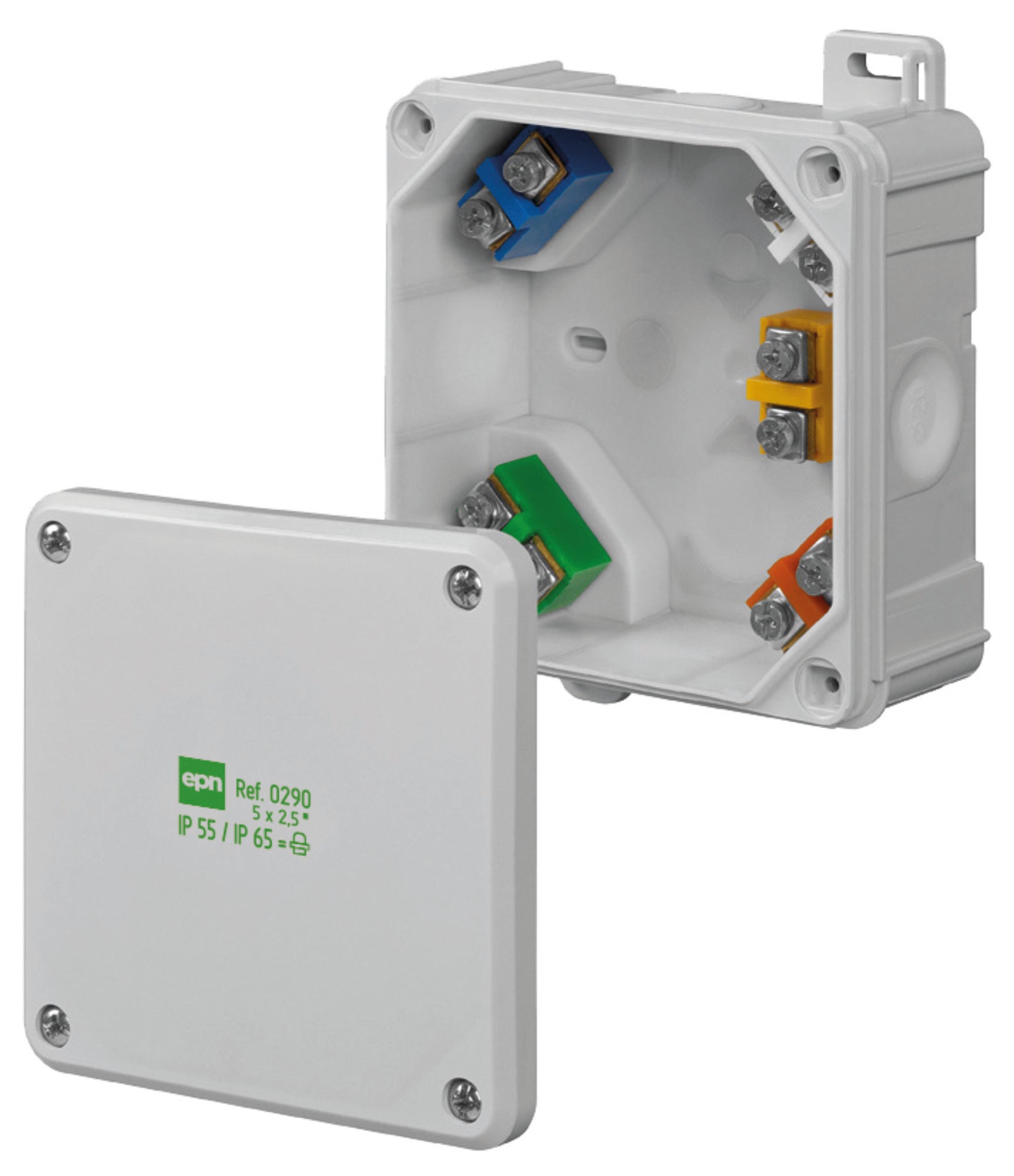 Puszka hermetyczna 2K IP67, 4xPG21, 97x97x47mm z dławnicami 1