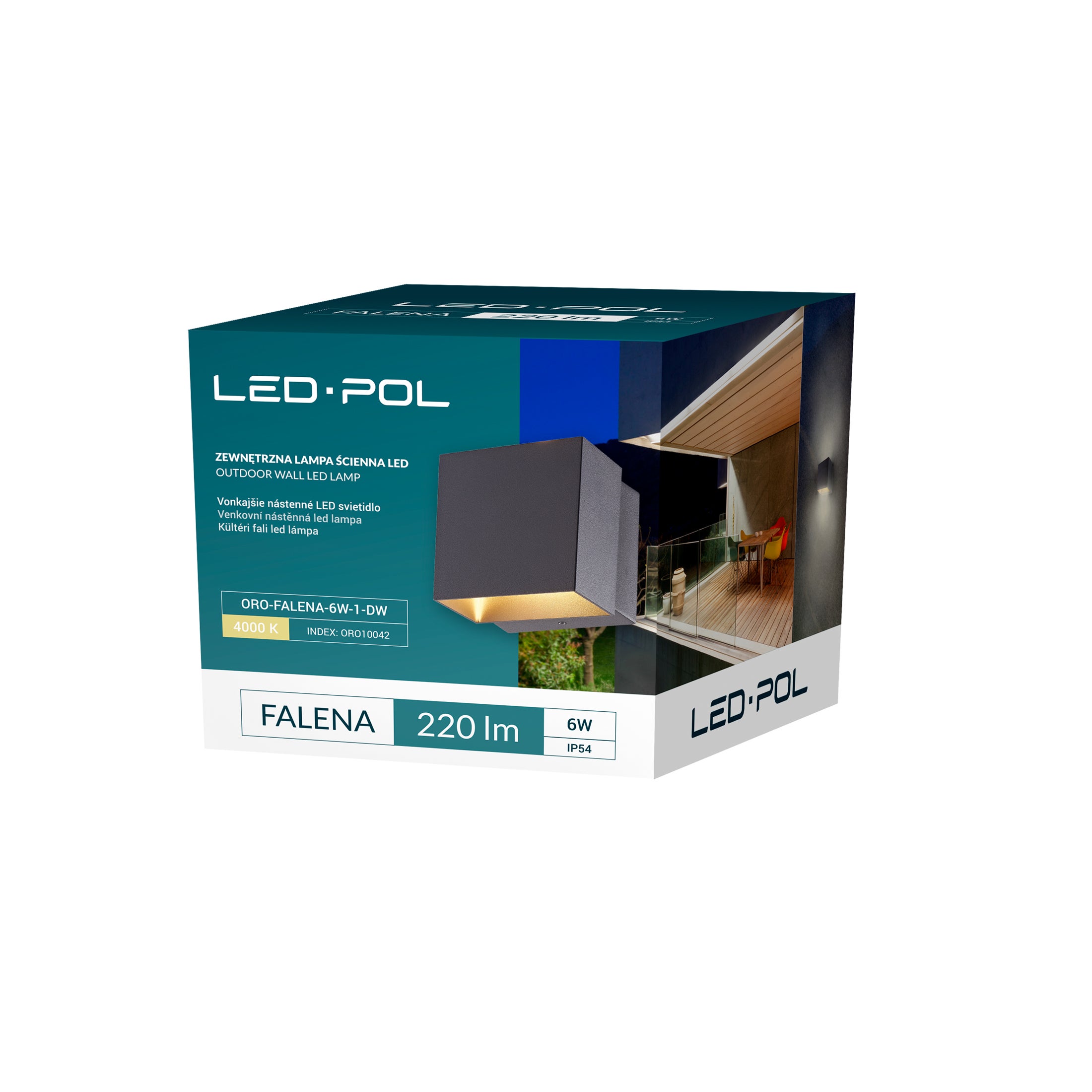 Oprawa elewacyjna FALENA-1 LED 6W 220lm N/B IP54 szara obracalna 2