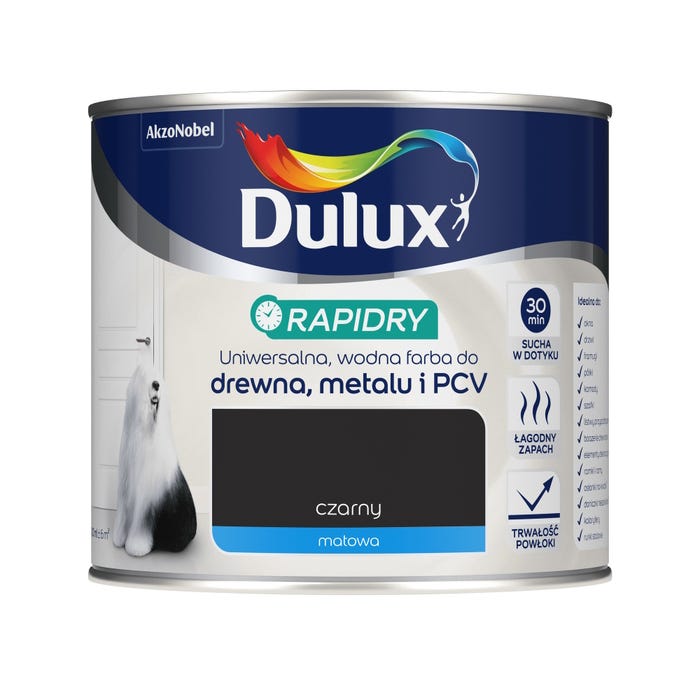 Emalia Dulux Rapidry czarny matowy 0,4l