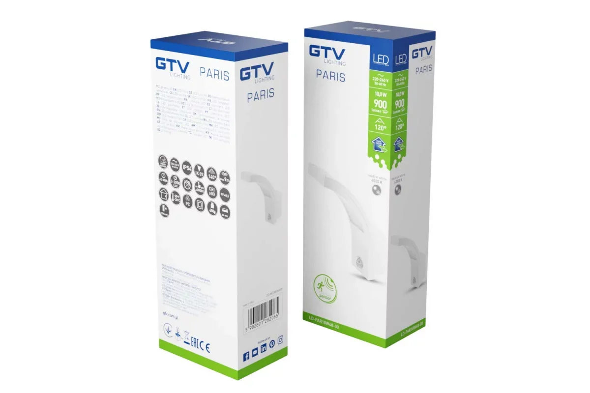 Oprawa Paris LED 10W 900lm 4000K IP54 z czujnikiem ruchu biała 4