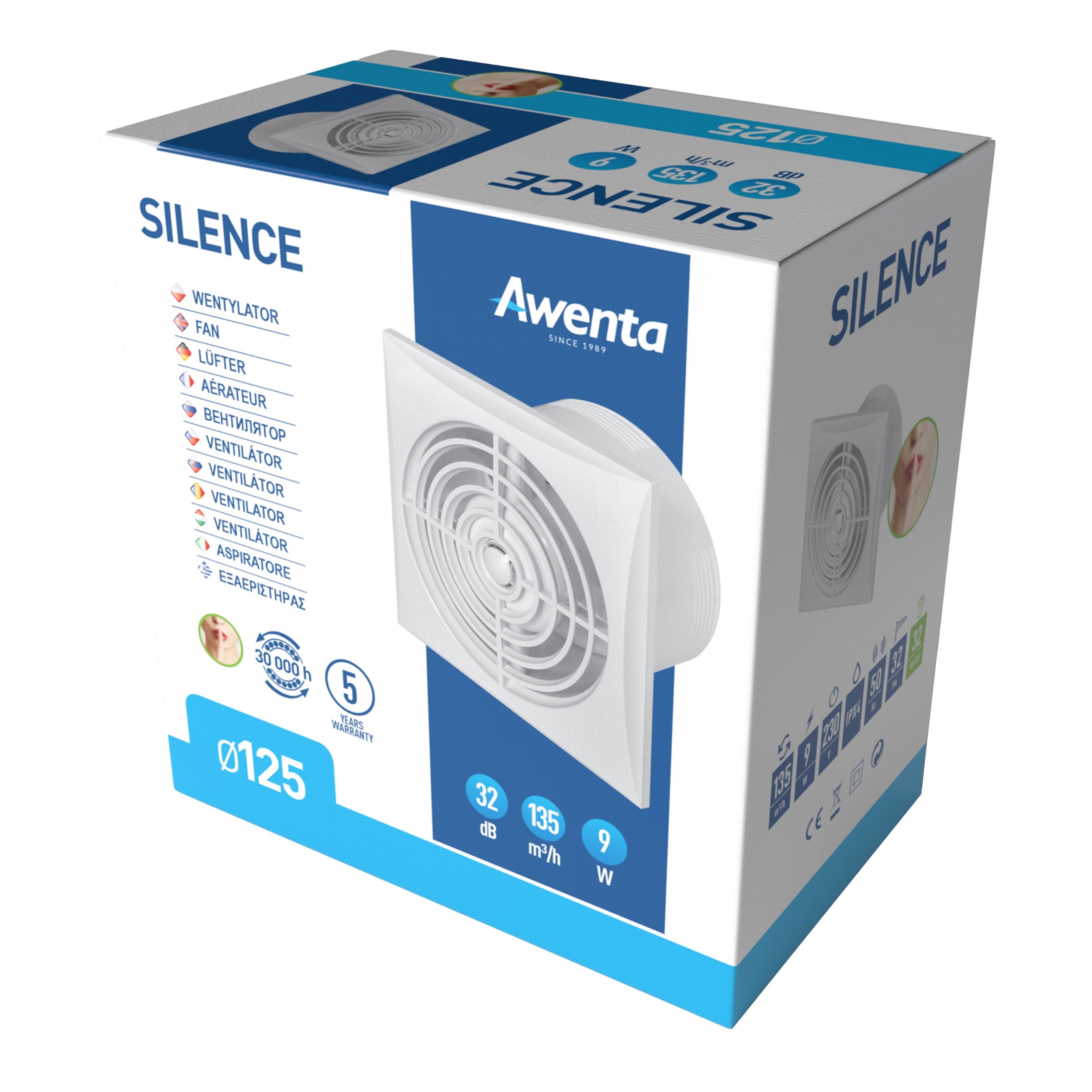 Wentylator łazienkowy Silence WZ125 kostka 1