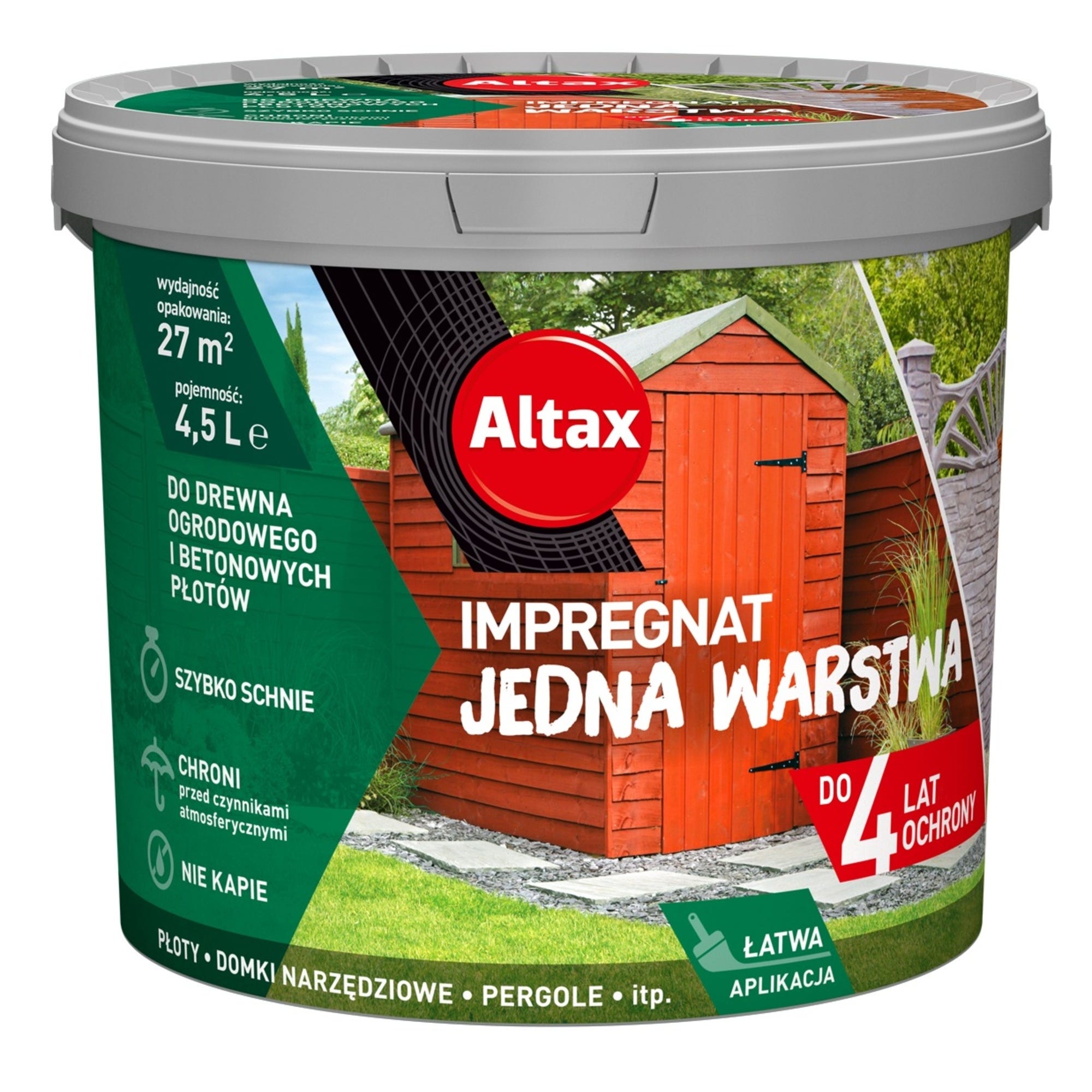 Impregnat do drewna ogrodowego Altax Jedna Warstwa kasztan 4,5l 0