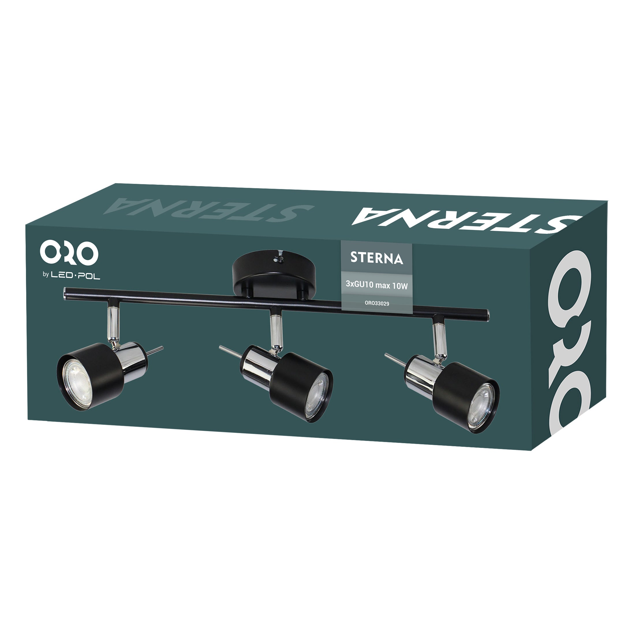 Lampa ścienno-sufitowa STERNA 3xGU10 kolor czarny, listwa, obrotowa 1