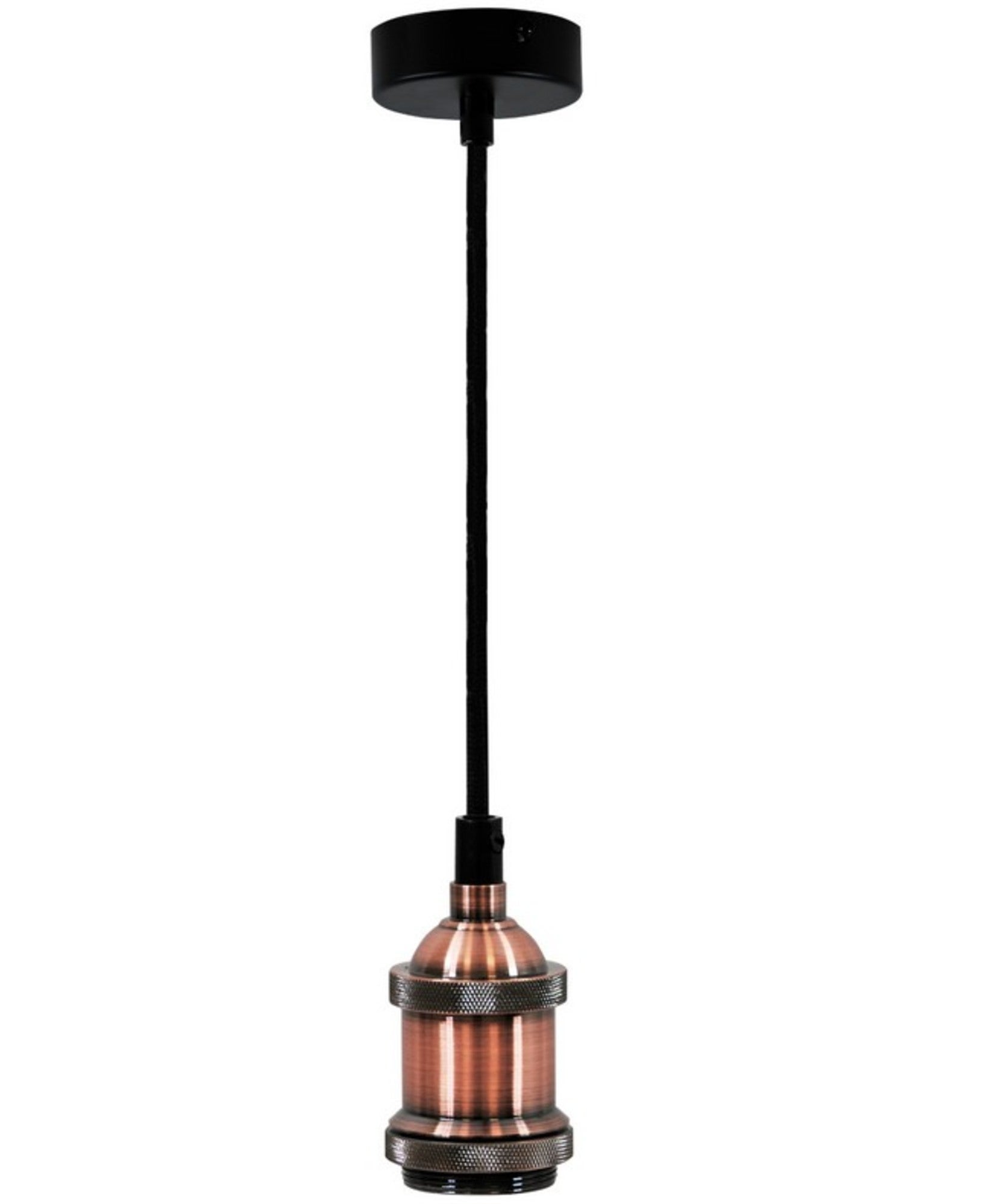 Oprawa loftowa z zawiesiem 1m, 1x E27, czarny kabel, oprawa kolor miedziany