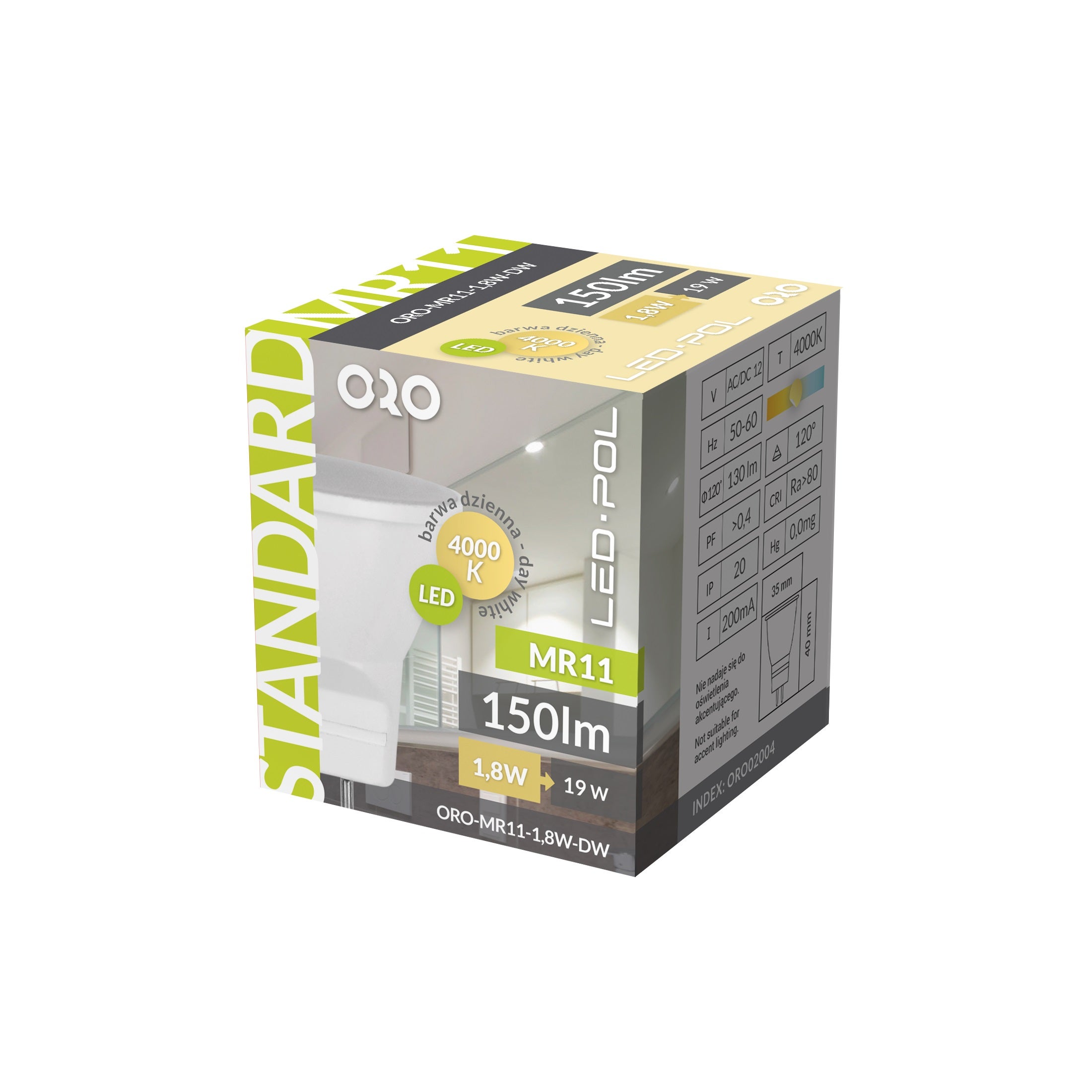 Żarówka LED GU5.3 MR11 12V 1,8W 130lm 6500k 2