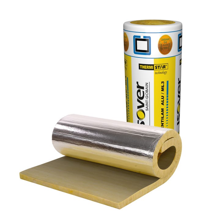 Wełna mineralna Isover Ventilam Alu Plus 3 cm szklana ze zbrojoną folią alu 0,039 W/(mK) 8 m2