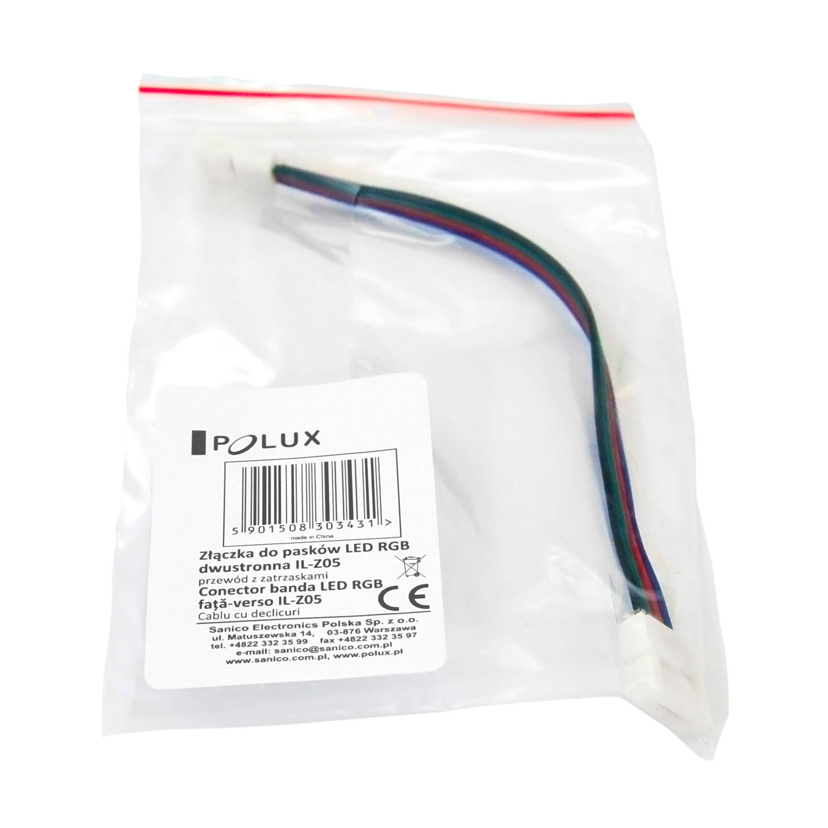 Złącze kątowe do taśm LED RGB 10mm 4 pin dwustronne 12 24V DC 3A 1