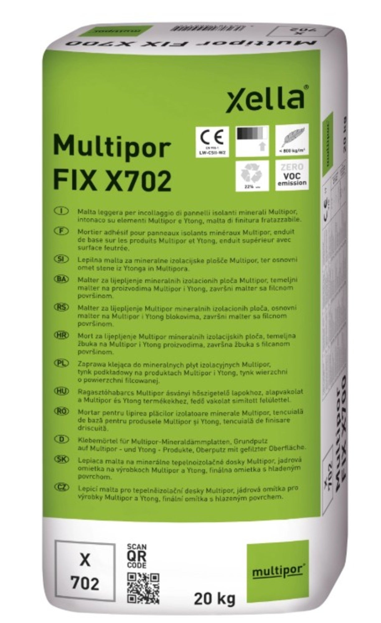 Zaprawa lekka Xella Fix X702 do płyt Multipor 20 kg  0