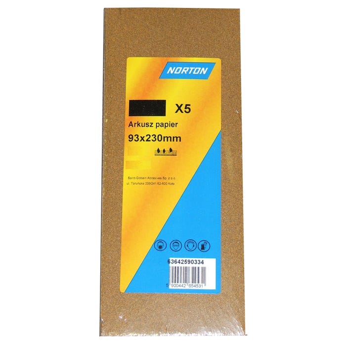 Papier ścierny 93x230 mm P40, 5 szt.