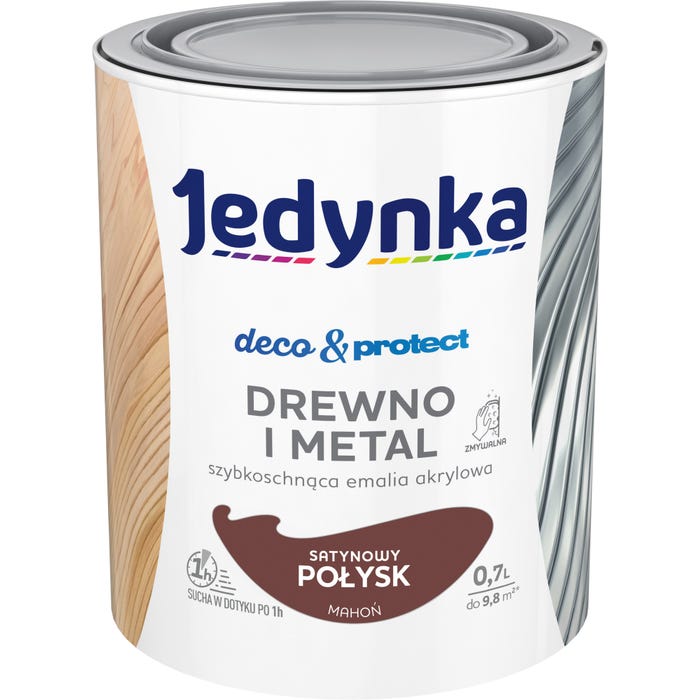 Farba Jedynka Deco&Protect satynowa mahoń 0,7l