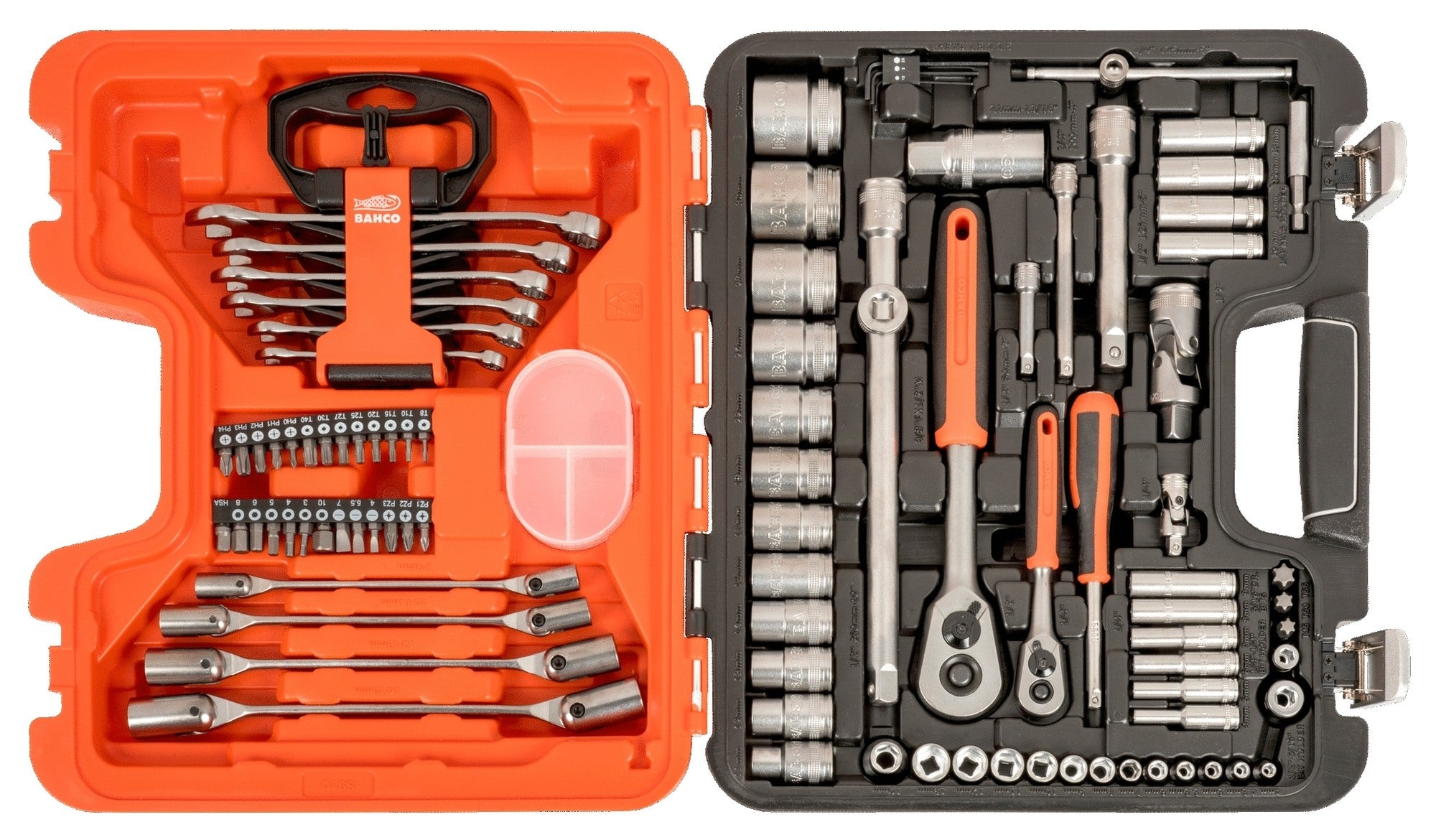 Zestaw nasadek 1/4" i 1/2" + klucze płasko-oczkowe, 91 szt. 2