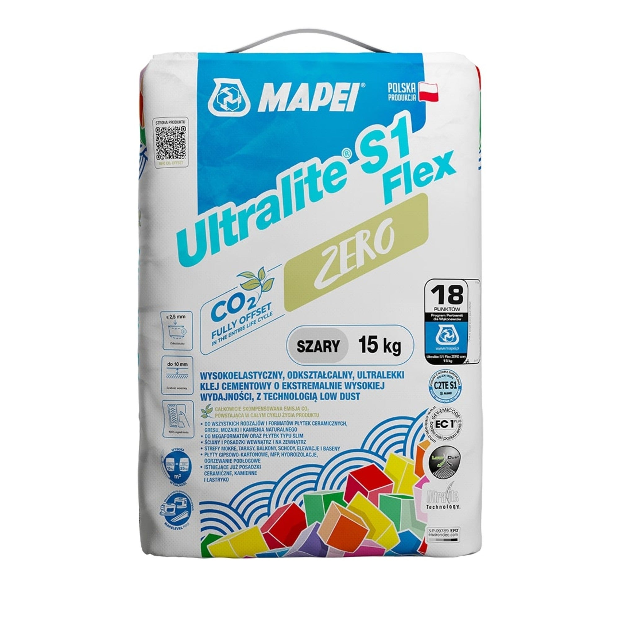 Zaprawa klejowa Mapei Keraflex Ultralite S1 Flex  Zero szara 15 KG