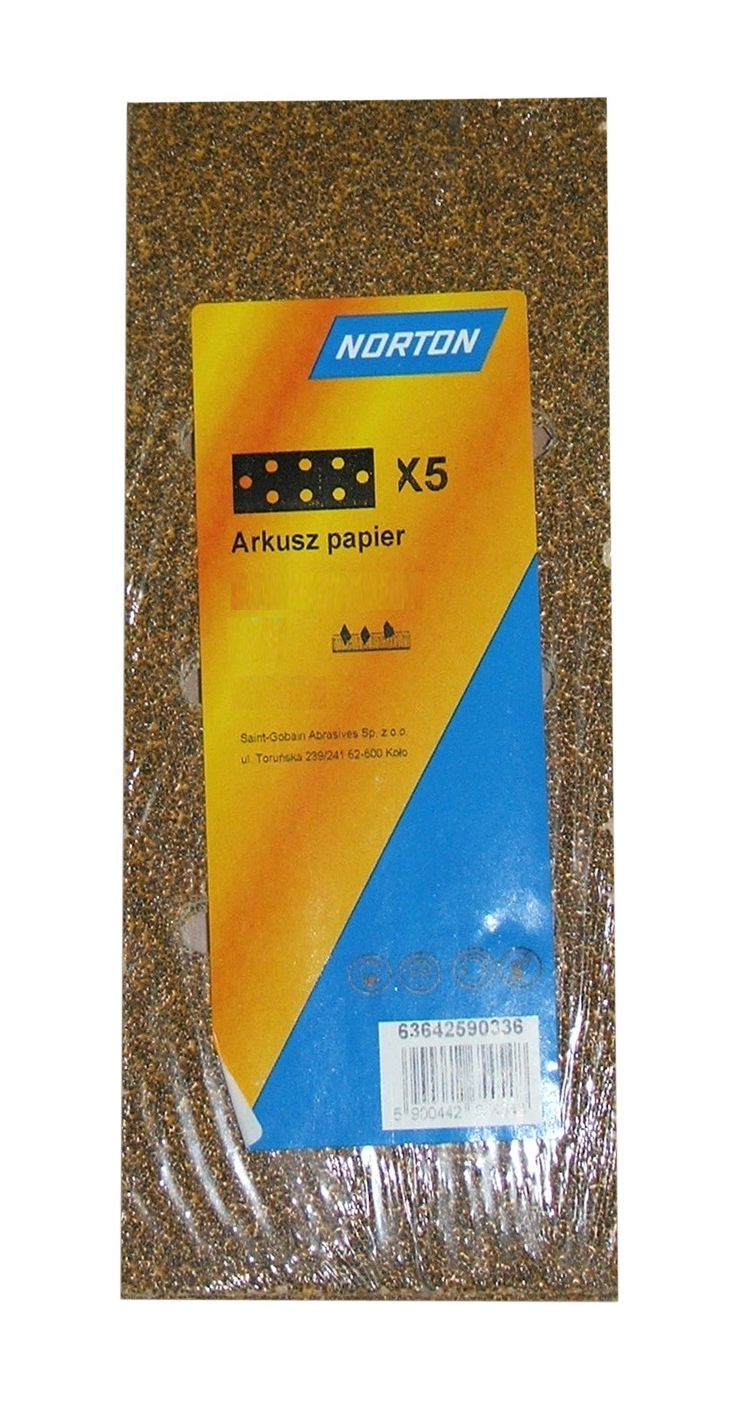 Papier ścierny 93x230 mm 8 otworów P120, 5 szt.