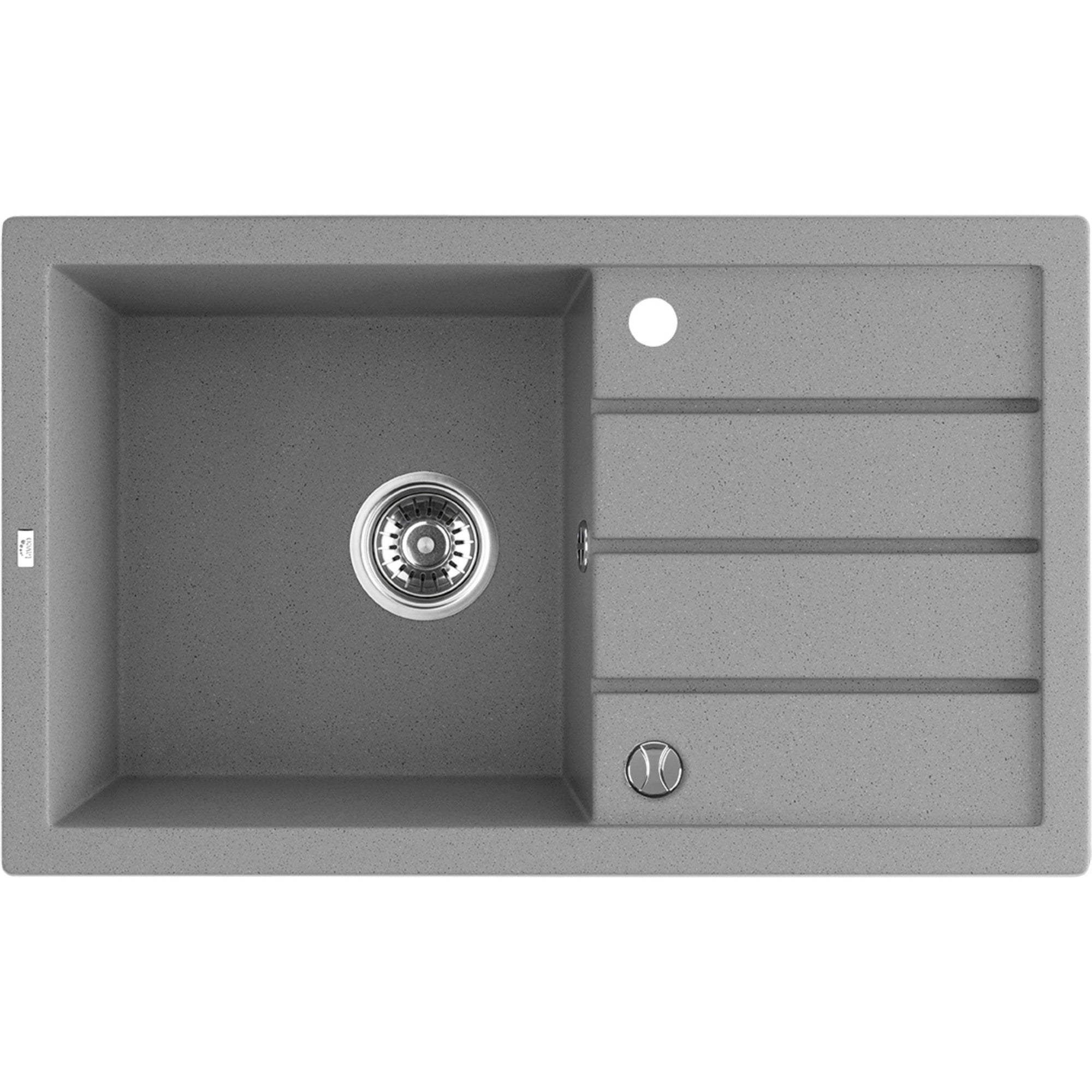 Zlew granitowy trzynastka 48 x 79 cm szary 0