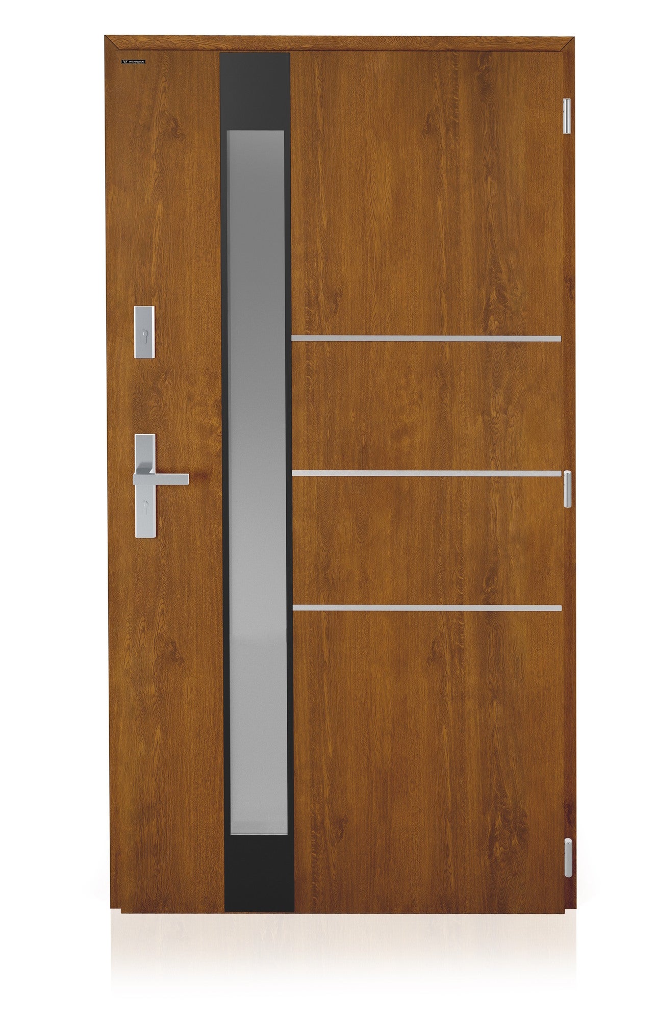 Drzwi zewnętrzne Nex Vitre szyba stopsol złoty dąb 90 prawe