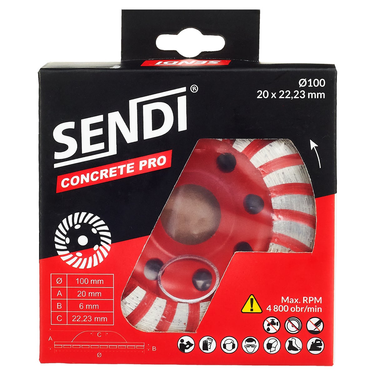 Tarcza diamentowa do szlifowania betonu, 100mm - SENDI 3