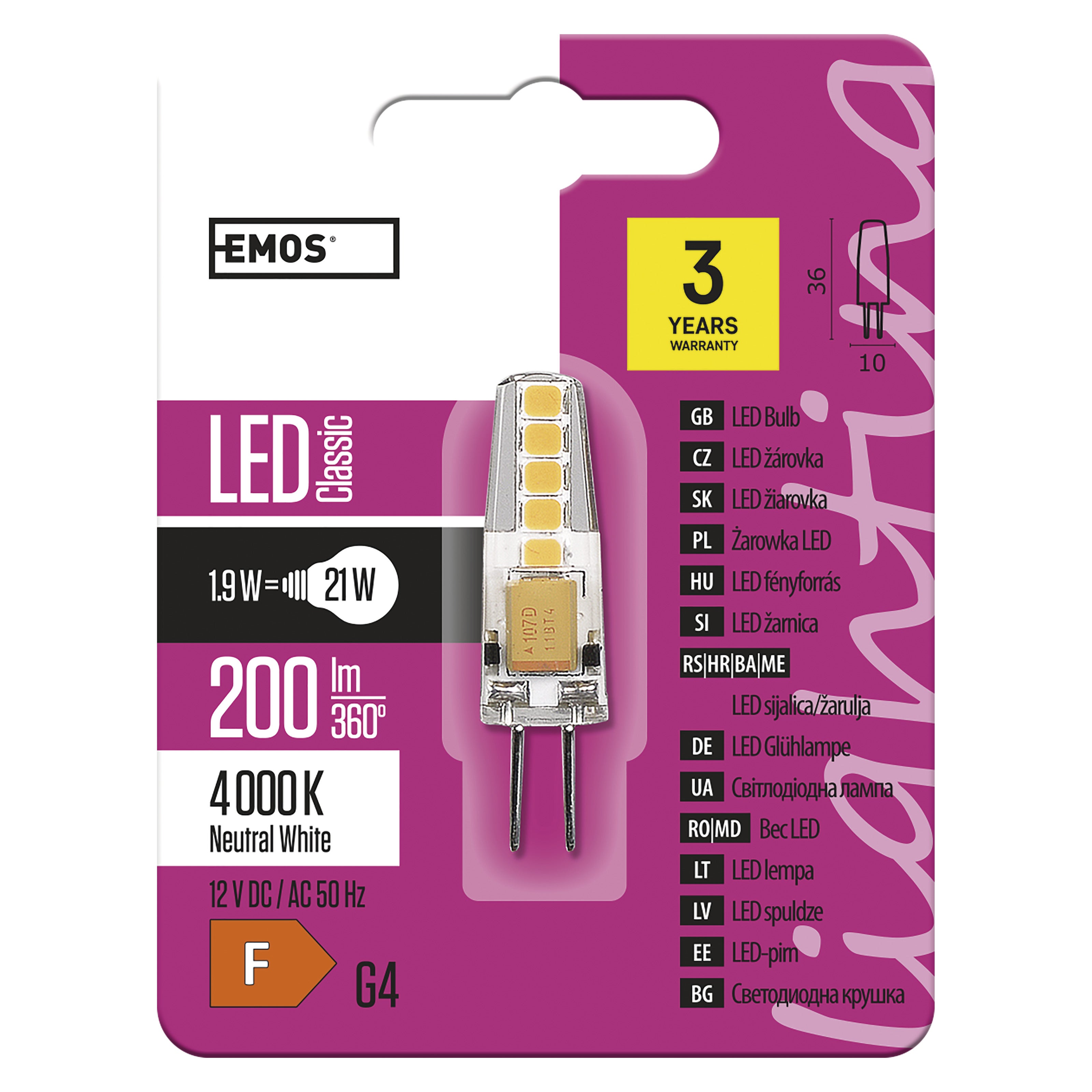 Żarówka LED G4 12V 1,9W 200lm 4000K 2