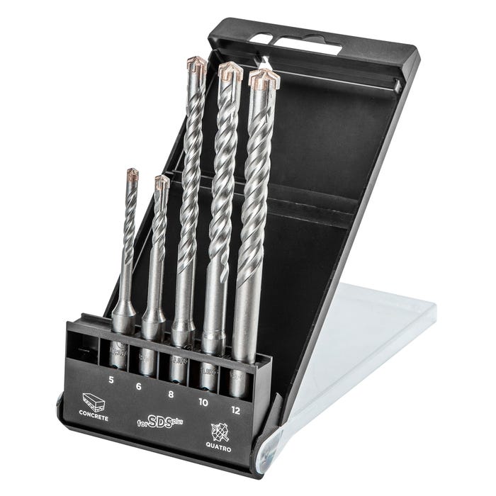 Zestaw wierteł do betonu 4-ostrzowych SDS-Plus GRAPHITE, 5 szt.