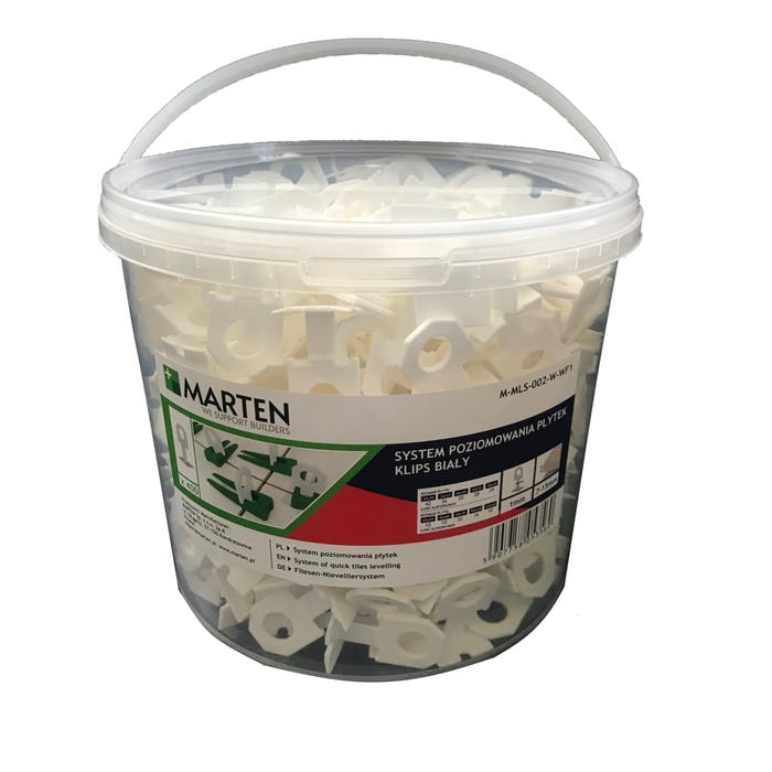 System poziomowania: klipsy białe 1mm 400 szt.