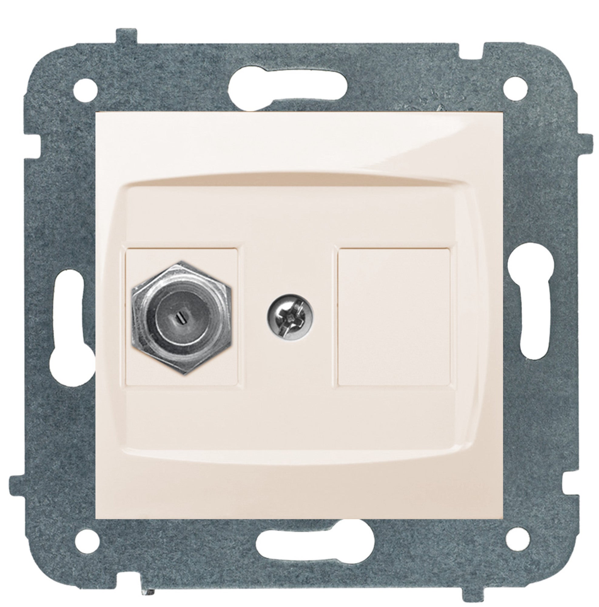 Carla krem gniazdo antenowe TV z ramką