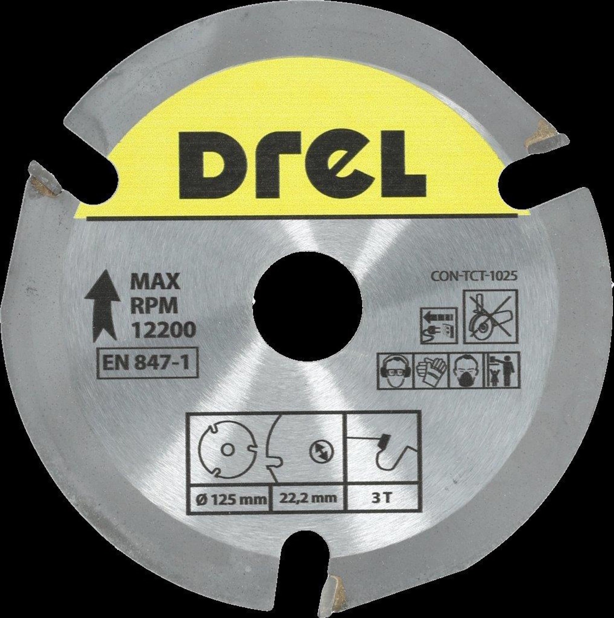 Piła widiowa do drewna 125 mm, 3Z, otwór 22,2 mm DREL