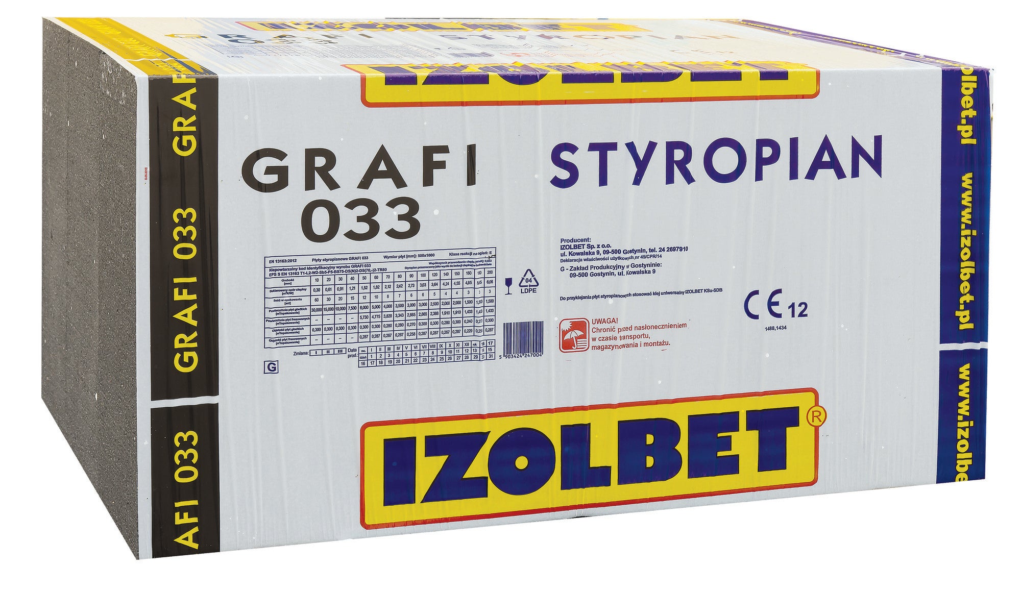Styropian Izolbet Fasada Grafit 33 10 cm EPS 0,033 W/(mK) 3 m2 0