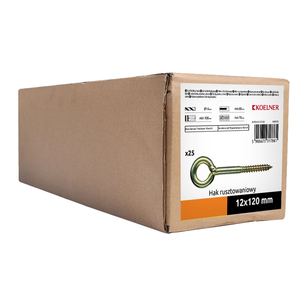 Hak oczkowy do rusztowań 12x120 mm 1