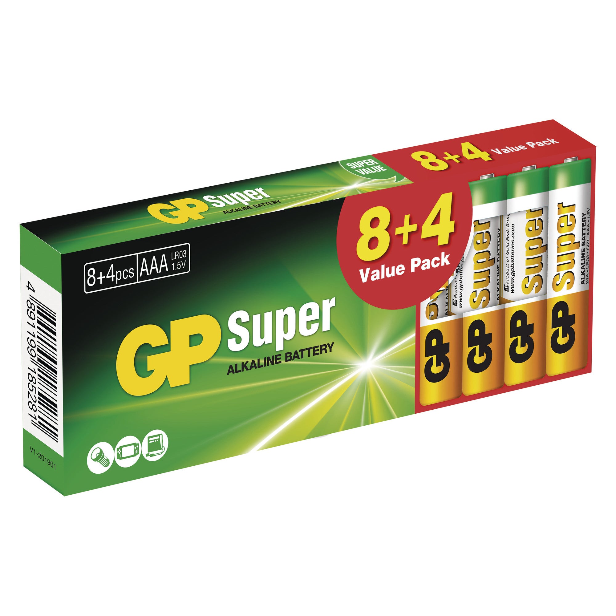 Bateria alkaliczna GP SUPER AAA LR03 8+4szt